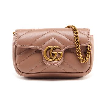 Ladies Gg Marmont Chain Coin Purse In Pink In Gold Tone,pink.